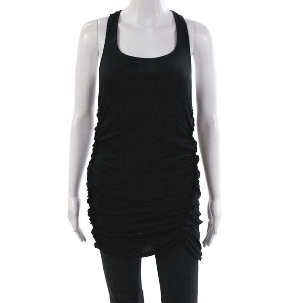 Clu Women Black Scoop Neck Sleeveless Tunic 100% Cotton Size XS